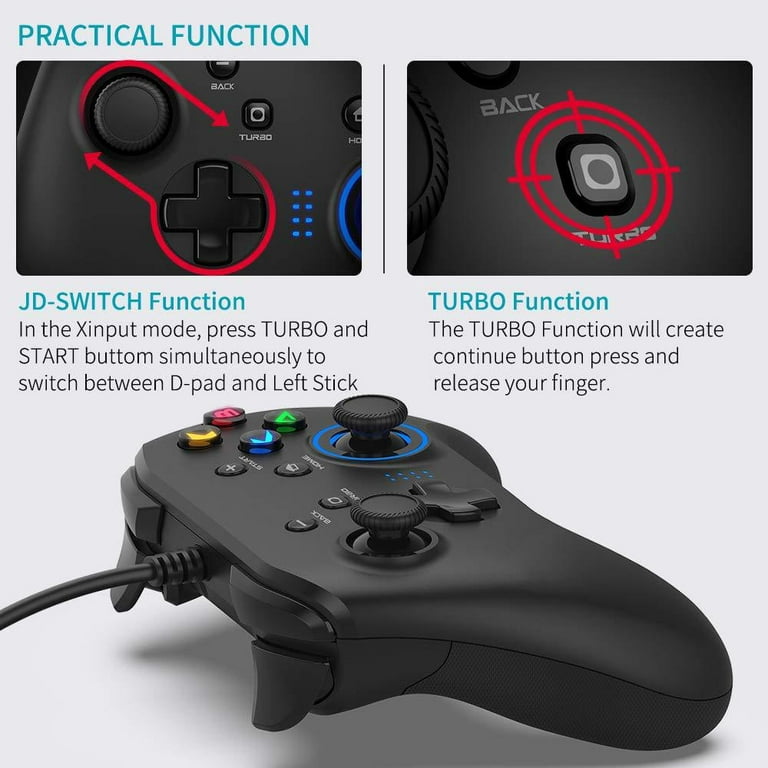 Wired PC Game Controller, Joystick Gamepad Controller for PC Game  Controller Compatible With Steam, PS3, Windows 10/8/7 PC, Laptop, TV Box,  Android