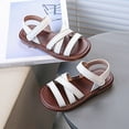 thumbnail image 4 of TOWED22 Girls Strap Sandals Braided Upper Flat Dress Sandals Round Open Toe Summer Shoes Little Kid/Big Kid（White,8.5）, 4 of 8