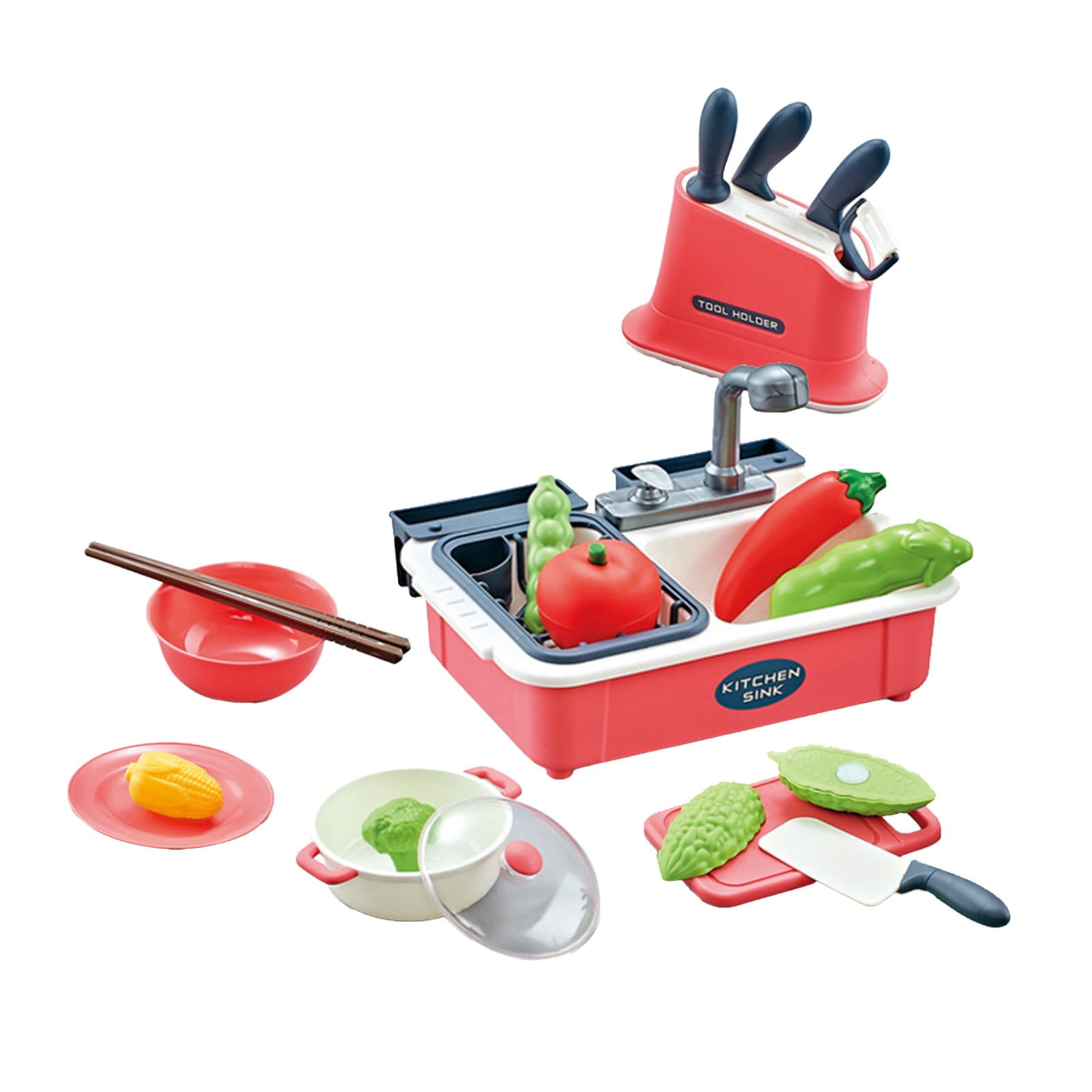 Yhmxh 22Pcs Kids Play Kitchen Toys Set Toddlers Pretend Cooking Playset Acccessories with Pots Pans Utensils Cookware Vegetable Foods Learning Cooking Toy Gift for Kids Girls Boys