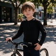 thumbnail image 5 of BLVB Boys Henley Long Sleeve T-Shirt Casual Crewneck Tops Loose Button Basic Tee Teen Kids Layer Clothes 5-15Y(Black,11-12 Years), 5 of 9