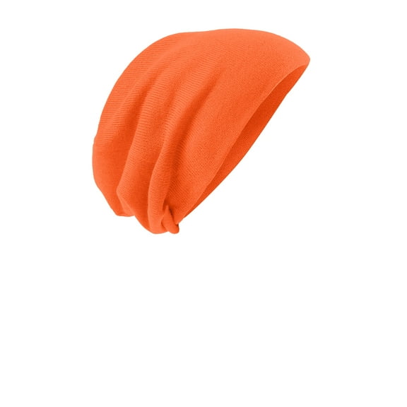 District Adult Unisex Regular Plain Beanie Neon Orange One Size Fits All
