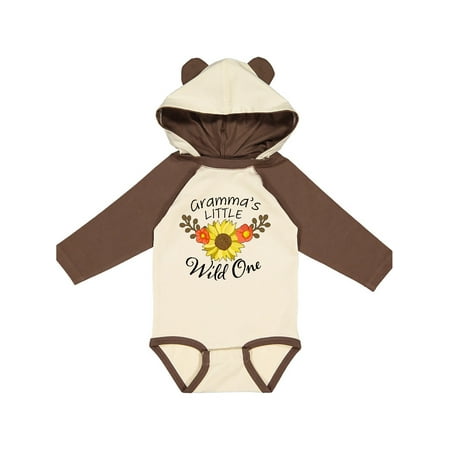 

Inktastic Gramma s Little Wild 1 with Beautiful Sunflower Gift Baby Boy or Baby Girl Long Sleeve Bodysuit