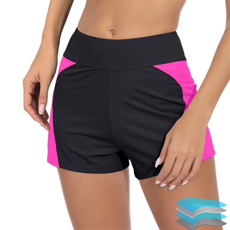 Gibobby Women's Swim Shorts High Waisted Bathing Suit Bottoms Swimsuit Boy  Shorts Bikini Board Shorts(Hot Pink,M)