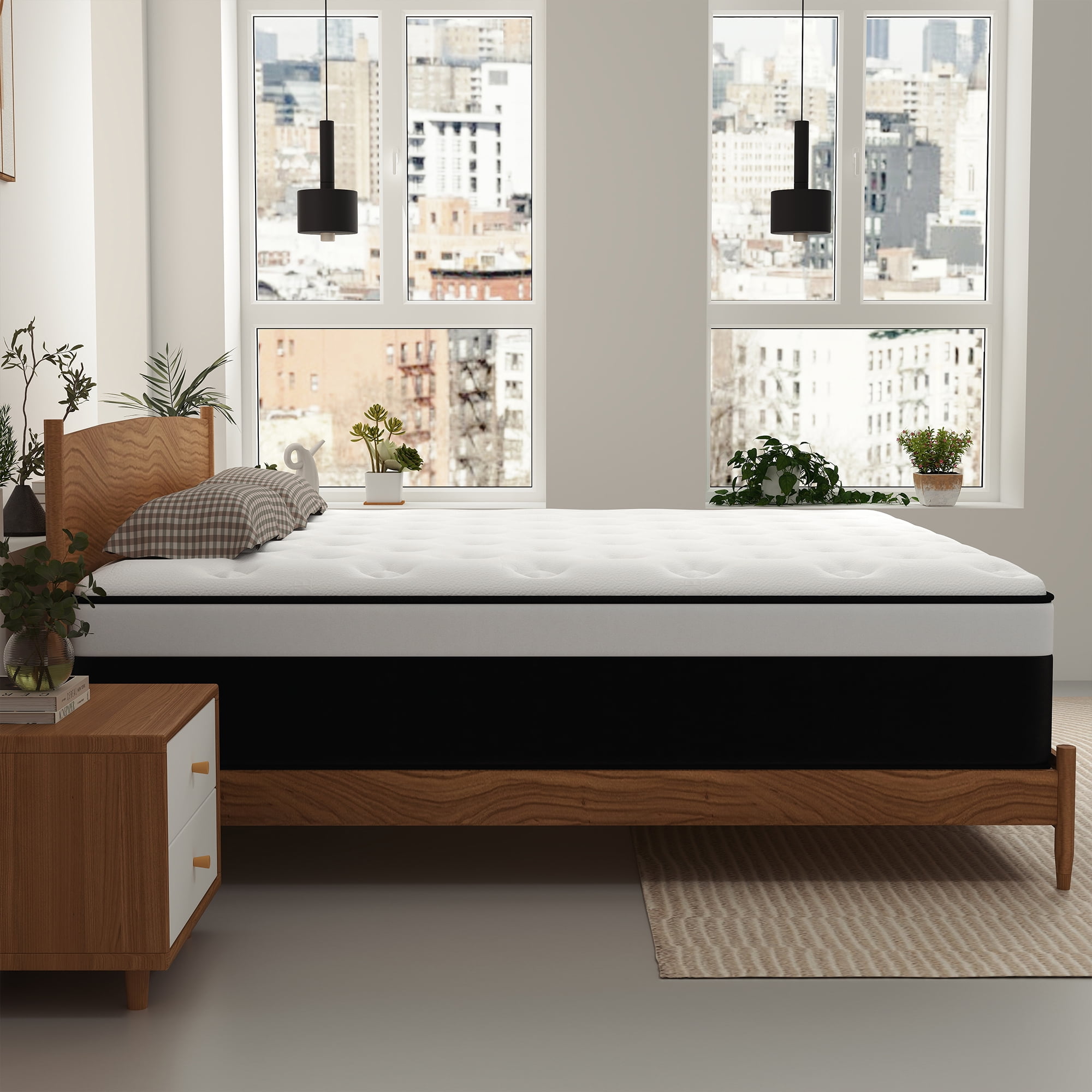 Kviwasha 14 inch King Mattress in a Box, Hybrid Gel Memory Foam with Individually Wrapped Pocket Coils, Medium Firm, Pressure Relief, Cooling Sleep Support for Adult
