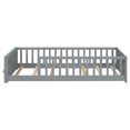 thumbnail image 3 of Twin Size Floor Bed, Solid Wood Platform Bed Frame with Built-in Book Storage Rack, Montessori Floor Bed with Safety Guardrails for Boys Girls Living Room Bedroom, Grey, 3 of 8