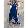thumbnail image 7 of Women's Printed Cold Shoulder Dress 100% Polyester With Pockets Flowy Lightweight Easy Care For Everyday Wear, 7 of 7