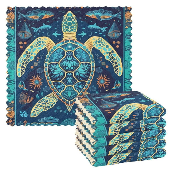 Mystery Turtle Kitchen Towels 6 Pcs Dish Towels Absorbent Soft Quick Dry Towel Dish Rags for Washing Dishes