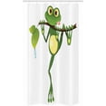 thumbnail image 3 of Animal Booth Shower Curtain, Rainforest Nature Jungle Living Art Little Frogs on Ground Branches, Fabric Bathroom Decor Set with Hooks, 71"W x 71"L, G, 3 of 5