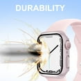 thumbnail image 6 of moogdieeo 2 Pack Case Built in Tempered Glass Screen Protector Compatible with Apple Watch Series 9/Series 8/Seriee 7 45mm, Hard PC Case Overall Protective Cover- 1 Pink + 1 Transparent, 6 of 12