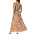 thumbnail image 3 of VESTIDO MAXI CHIC INSPIRE con Escote en V y Mangas con Vuelo, Vestido Casual Largo con Volantes, Verde Gris M, 3 of 6