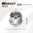 thumbnail image 2 of Floor Drain Cover 3.3" x 2.6" (75 Flat Mouth), 2 Pcs 304 Stainless Steel Round Anti Blocking Snap-in Drain Strainers for Outdoor Bathroom Kitchen Washroom Landscaped, Silver, 2 of 6