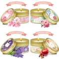 thumbnail image 7 of SCENTORINI Scented Candles Gift Set, 4X4,4oz, Blush Peony, Cinnamon Apple, French Lavender and Velvet Rose, Natural Soy Wax, Portable Travel Fin Handmade Aromatherapy Floral Candle, 7 of 7