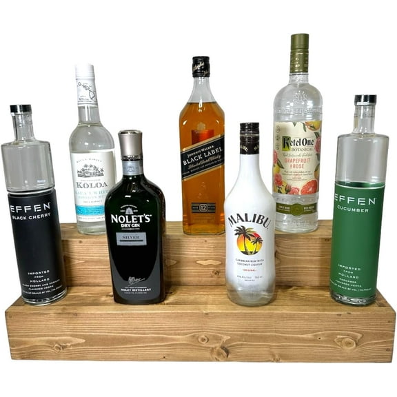 Tiered Bottle Shelf | 2 Tier Liquor Bottle Display | Bar Organization | Kitchen Counter Shelf (Early American)