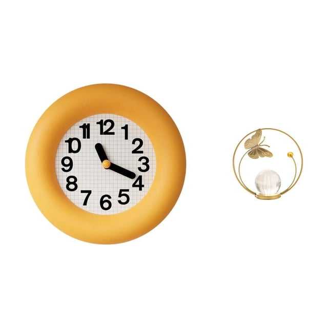 Reloj de pared silencioso y contemporáneo con escultura de bola de cristal y figura de metal, ideal para cocina, comedor, dormitorio, sala de estar u