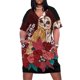 thumbnail image 2 of Vestido largo con bolsillos para mujer en elegante y hermosa ropa africana con estampado blanco y floral en la parte delantera., 2 of 7