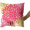 thumbnail image 3 of Preppy Pink Yellow Pillow Covers 20X20 Inches Dahlia Floral Geometric Decorative Pillowcase Set of 2 Aesthetic Square Throw Pillow Case Home Decor for Dorm College Girls Sofa Bedroom Couch, 3 of 6