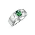 thumbnail image 3 of RYLOS Men's Rings 14K White Gold Classic 8X6MM Oval Gemstone &  Diamond Ring Green Sapphire September Birthstone Rings For Man Gold Rings Size 10, 3 of 7