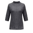 thumbnail image 4 of ManxiVoo Women's Short Sleeve Pullover Semi Turtleneck Knit Top Stretch Slim Fit Lightweight Sweater for Spring Summer Fall Layering Essential L Size Dark Gray, 4 of 4