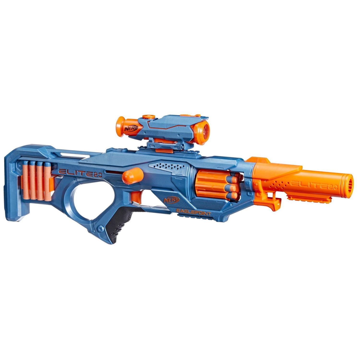 Nerf Elite 2.0, blaster à fléchettes Eaglepoint RD-8, barillet 8 fléchettes, viseur et canon Nerf, 16 fléchettes Elite, jouets d'extérieur