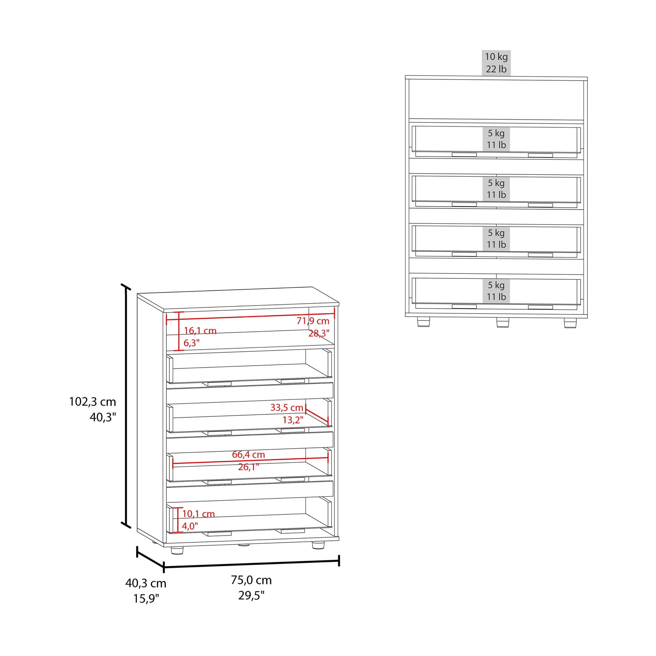 JERFIT 4-Drawer Dresser, Modern Gray Chest of Drawers with Large Storage, Compact Bedroom Furniture for Small Spaces