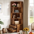 thumbnail image 2 of Fnova 70" Conner Bookcase with 4-Tier Open Display Storage Shelves 2 Drawers, Large Book Shelf Bookcase Bookshelf for Living Room, Home Office, Bed Room, 2 of 21