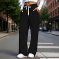 thumbnail image 5 of ZHYou No Boundarie Pants for Women Waffle Knit Drawstring High Waist Wide Leg Baggy Fit Casual Trousers with Pockets,Black,Size M, 5 of 7