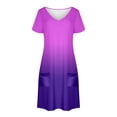 thumbnail image 4 of Vestido Corto de Verano Moda Gradiente Corto de Manga en V Cuello Vestido Casual, Poliéster Ligero de Verano, Lavado de Manos, 4 of 9