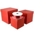 thumbnail image 4 of Homeford Nested Square Gift Boxes, Red, 5-inch, 6-inch, 7-inch, 3-piece, 1.5-inch Red Satin Ribbon, 4 of 4