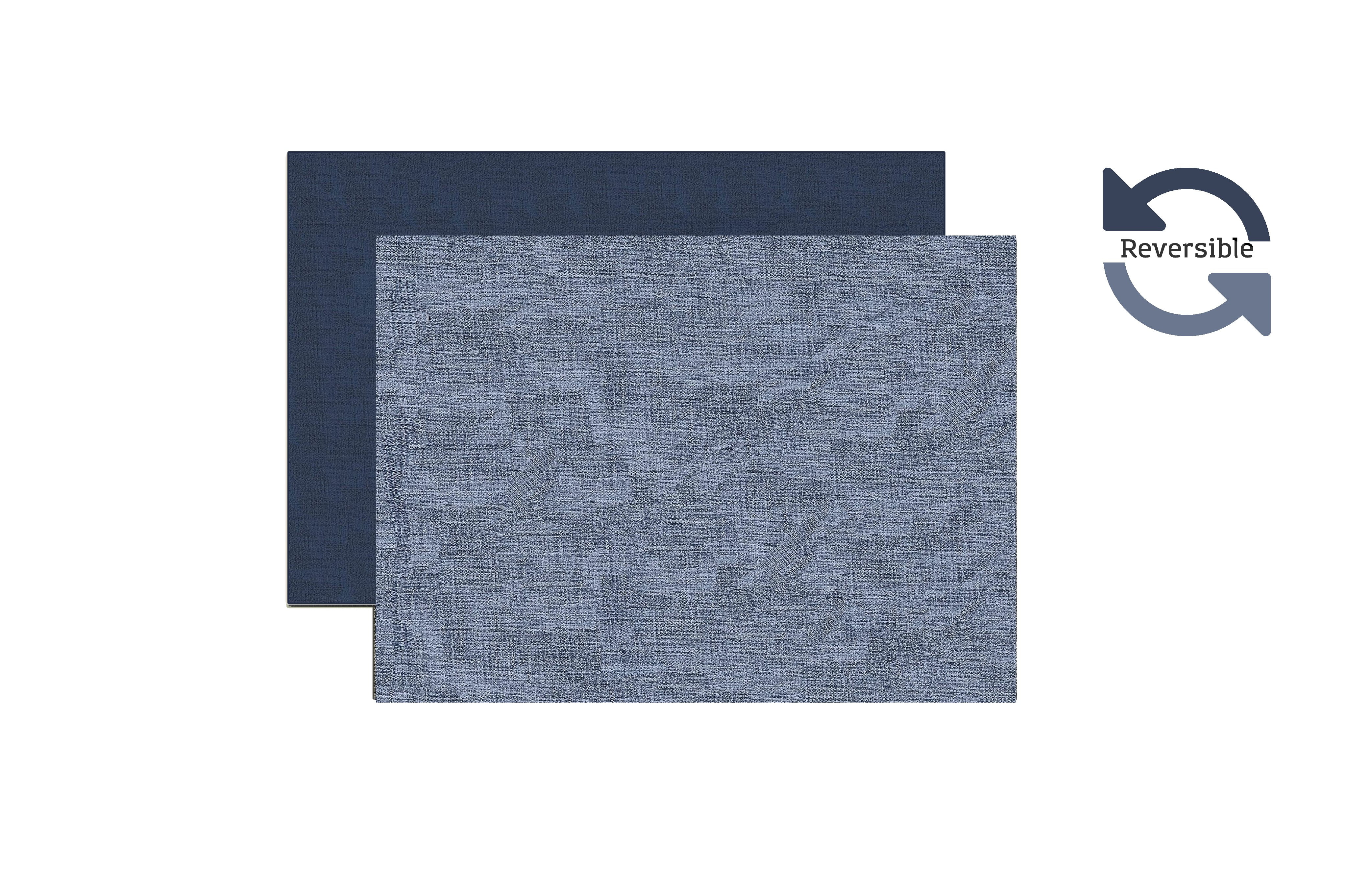 Dainty Home Amalfi Faux Leather Reversible 2 Pattern 12 x 18 Rectangular Placemats, Set Of 4, Blue