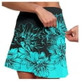 thumbnail image 2 of Women's Athletic Skorts Inner Shorts Floral Print 2 In 1 Shorts Trendy Slim Fit Running Athletic Sports Mini Skirts,Blue,5XL, 2 of 5