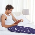 thumbnail image 4 of Uemuo Astronaut Rabbit Pattern Men's Wide Leg Palazzo Lounge Pants with Pockets Light Weight Loose Comfy Casual Pajama Pants-Small, 4 of 9