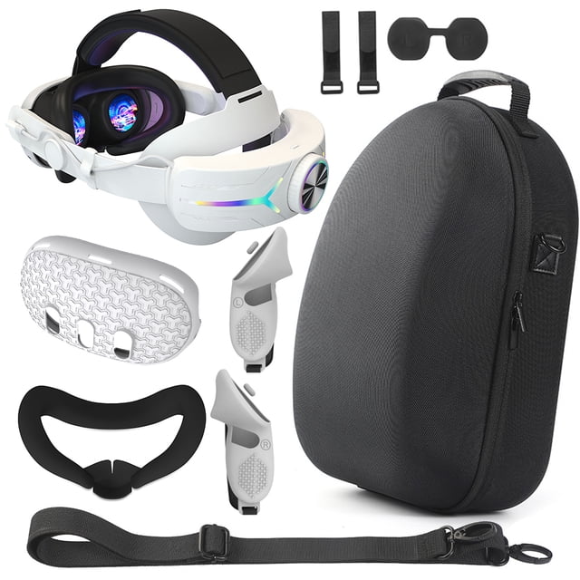 Juego de Bolsas Estuche Transporte Cubierta Facial Con Correa para La Cabeza RGB Ygjytge Meta Quest 3 VR