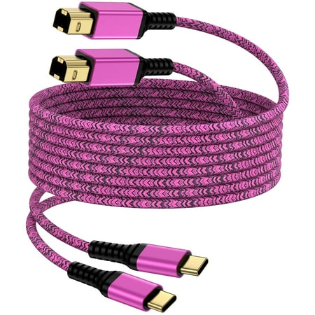 Type C Printer Cable 6FT,2Pack USB C to USB B Printer Cable to Computer 2.0 USB C to B male Connector High Speed Type C to USB B Cable 6FT USB C Printer Scanner Cable Cord for Canon,HP,Dell, Epson
