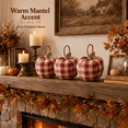 thumbnail image 3 of Vintage Fabric Apple Decor, 3-Piece Stuffed Cotton Apple Ornaments, Red Gingham Farmhouse Table Centerpiece, Hanging Fall Christmas Home Decor for Mantel, Shelf, Dining Room, 3 of 7