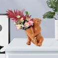 thumbnail image 2 of Jarrón moderno con forma de oso, pintado a mano, adorno para plantas, flores secas marrón, 2 of 9