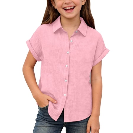 GiLiling Girls Sparkly Sequin Top Scoop Neck Sleeveless Glitter Shimmer Tank Blouse (Hot Pink 6-7 Years)