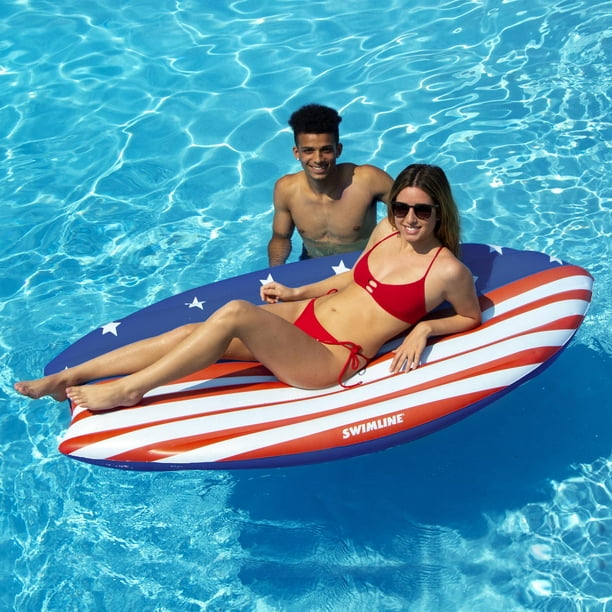 Swim Central 73 Americana Surfboard Shaped Inflatable Swimming Pool Lounge  Float 