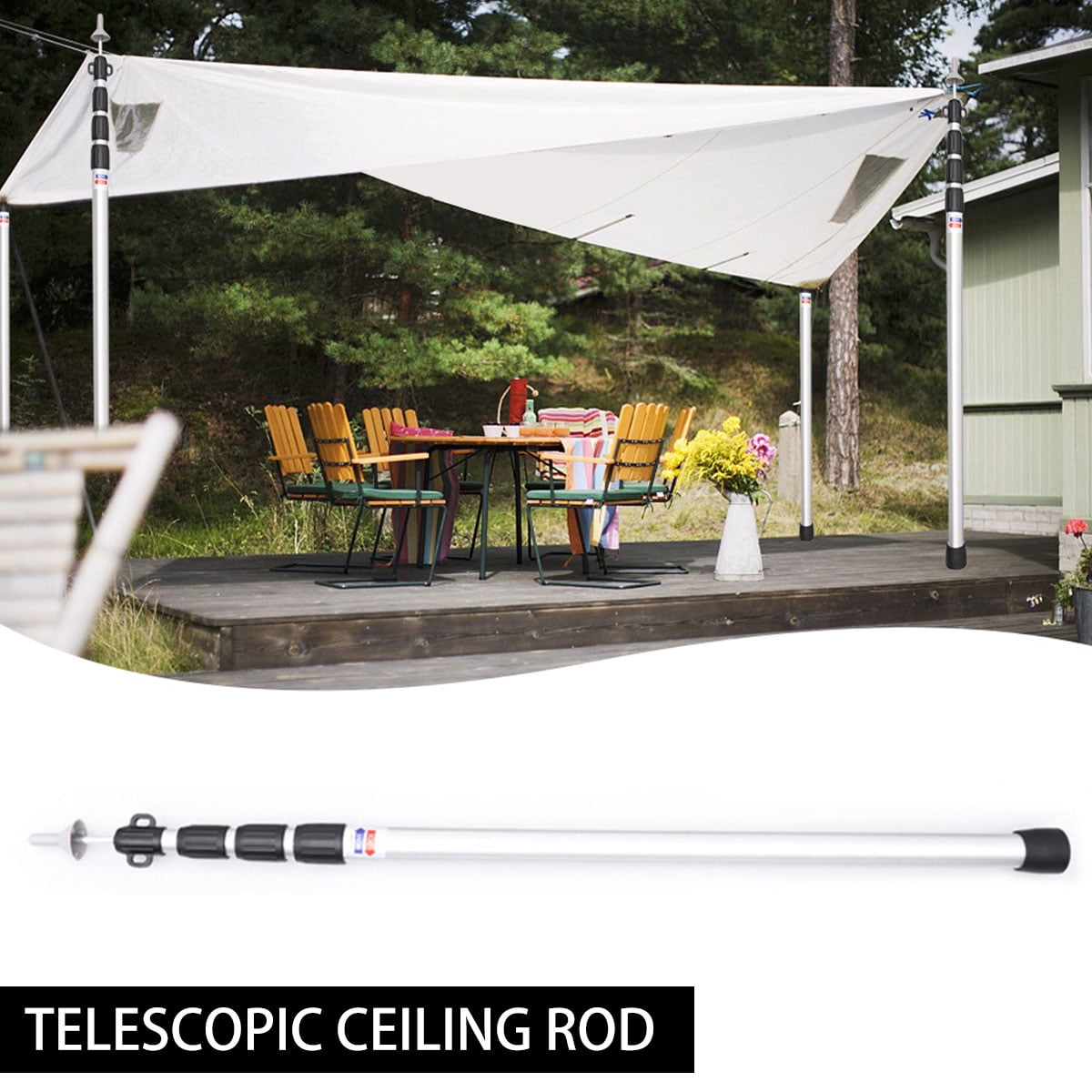 Telescoping Tarp Poles Set Of 4 Replacement Canopy Adjustable Aluminum Rods, 