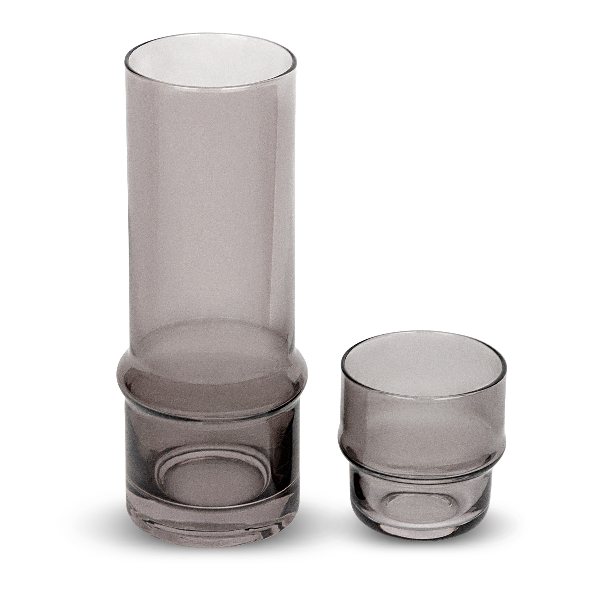 Elle Decor Bedside Water Carafe with Tumbler 33-Ounce Pitcher and Matching Drinking Glass, Stackable Cup as a Lid, Gray