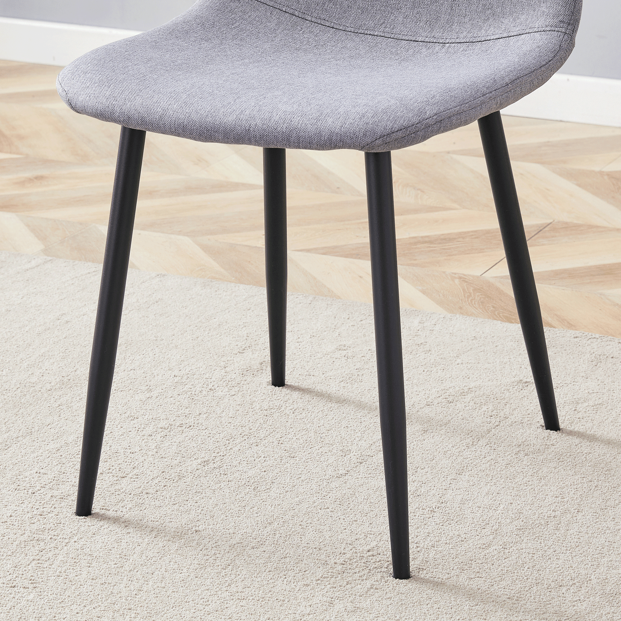 TesNus Dining Chairs Set of 4 Linen Cotton Upholstered Black Metal Legs for Dining Room Living Room