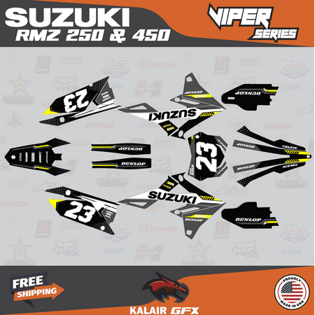 Kalair GFX Graphics Kit for Suzuki RMZ450 (2018-2023) Viper Series Kalair GFX Graphics Kit for Suzuki RMZ450 (2018-2023) Viper Series