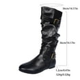 thumbnail image 5 of Bnwani Women Boots Footwear Winter Fashion Zipper Flat High Mid-Calf Versatile Casual Leather Boot Black Size 5.5, 5 of 9