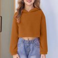 thumbnail image 6 of DxhmoneyHX Fleece Hoodies for Girls Soft Comfy Warm Long Sleeve Crop Tops Fashion Solid Plush Pullover Sweatshirts Fall Winter Outfits Size 13 Years, 6 of 9