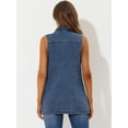 thumbnail image 4 of DARING DIVA Women's Button Down Sleeveless Pockets Mid-Long Denim Vest XS Blue, 4 of 6