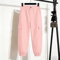thumbnail image 6 of WIZUTIZ Women's Solid Color High Rise Cropped Jogger Pants with Decorative Buttons Elastic Waist Side Pockets Tapered Ankle Casual Trousers Soft Stretchy, 6 of 7