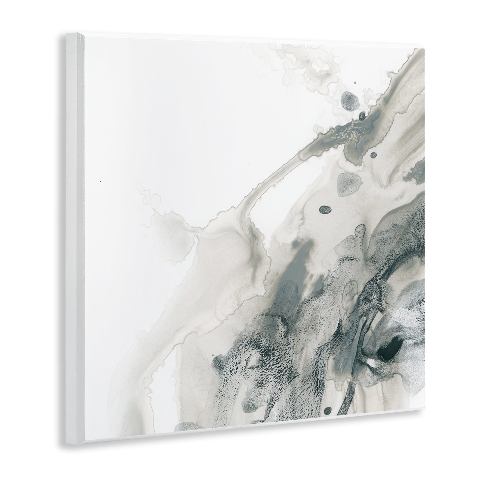 Stupell Industries Grey Splash on White Abstract Painting Unframed Art Print Wall Art, 12 x 12