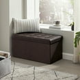 thumbnail image 2 of SONGMICS Banc Ottoman de Rangement 76 cm avec Couvercle Rabattable, Coffre Repose-Pieds de Rangement, Charge 300 kg, pour Entrée, Salon, Chambre, Cuir Synthétique, Brun, 2 of 7