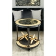 thumbnail image 3 of DecMode 24" x 25" Brown Metal 1 Shelf Accent Table with Clock Top, 1-Piece, 3 of 7