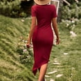 thumbnail image 4 of Sngxgn Women's Elegant Long Lantern Sleeve Sweater Dress Elastic Waist Bodycon Mini Dresses(Red,L), 4 of 4
