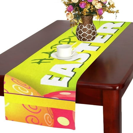 

MYPOP Happy Easter Colorful Eggs Kitchen Dining Table Runner 16x72 Inches For Dinner Parties Events Decor